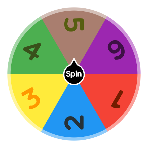 a circle with numbers 1 through 6 listed and a small dial in the middle. colorful.
