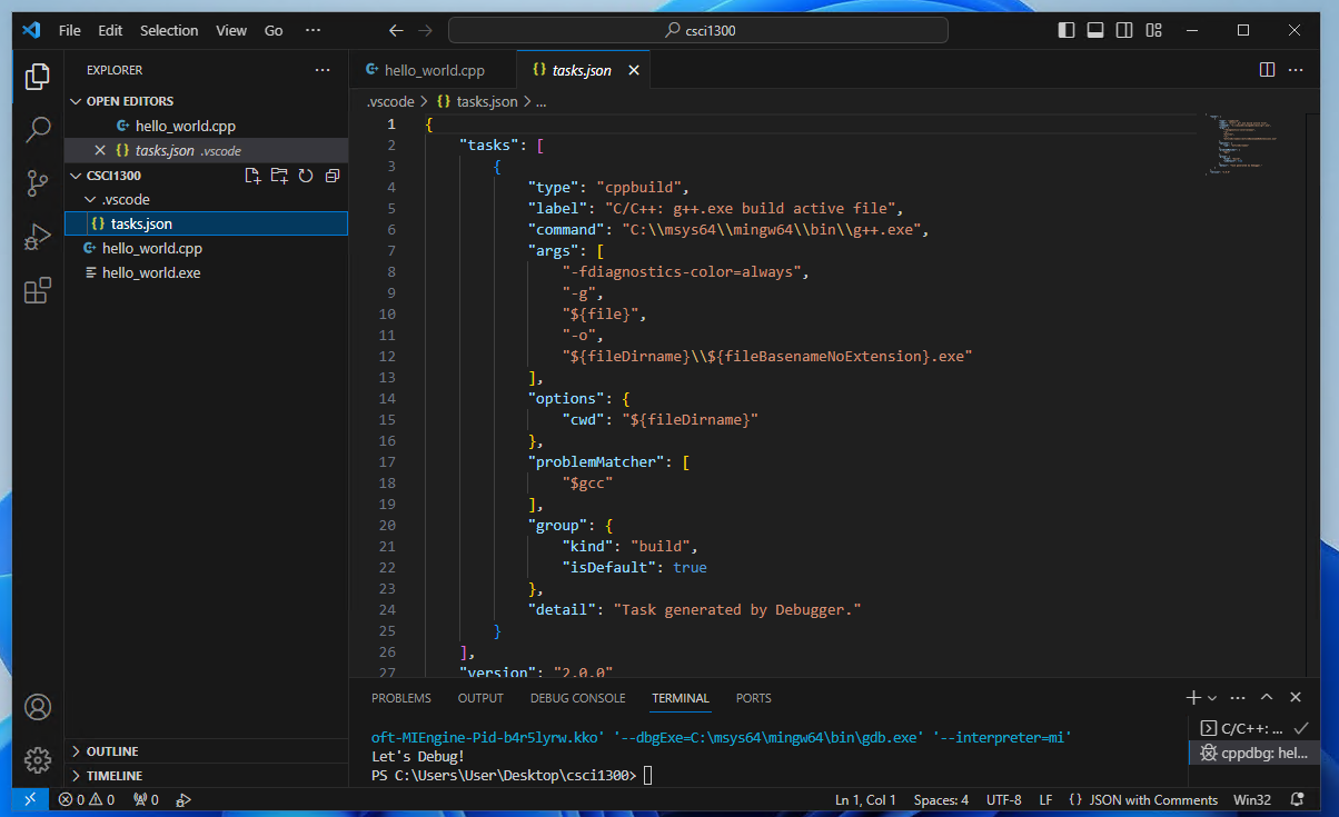 a large json file is loaded left squigly brace quote tasks quote collon left square bracket and so on