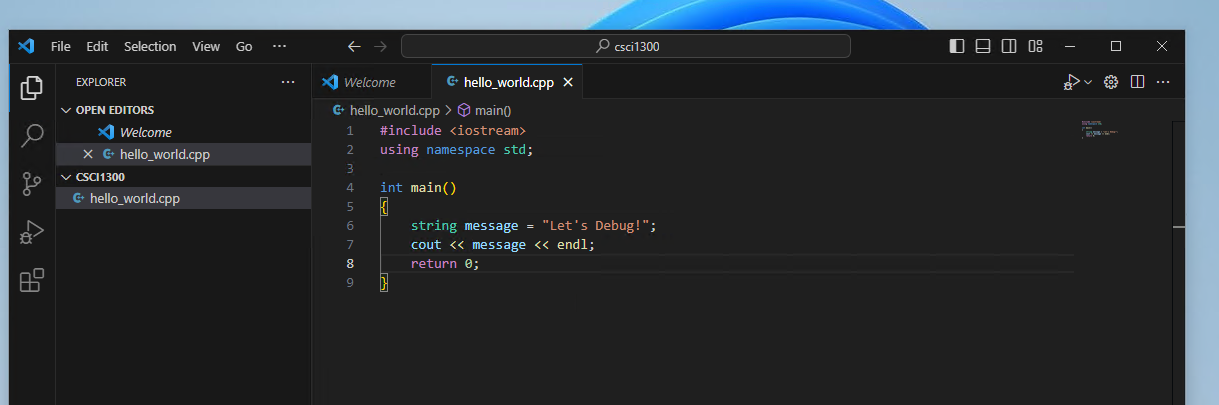 text highlighting of the c plus plus code stated above