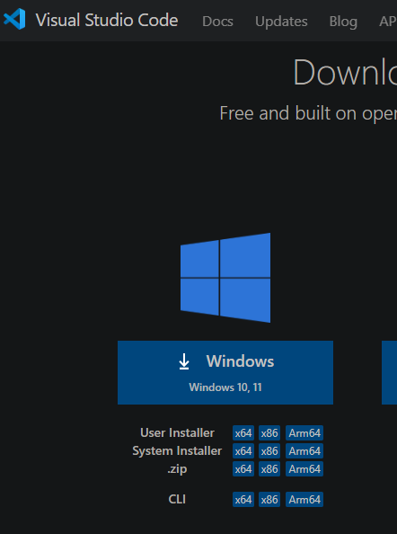 windows downloads page. black.